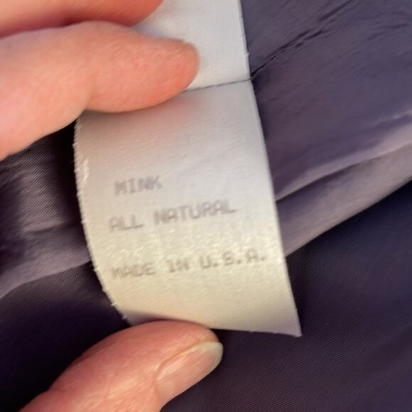 Chetta B Vintage 90's Genuine Mink Trimmed Two Piece Blue Gray Skirt Suit Size 4 - Picture 9 of 9